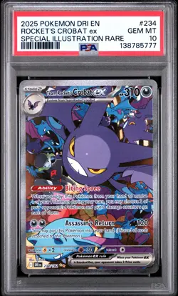 2025 POKEMON DRI SPECIAL ILLUSTRATION RARE #234 TEAM ROCKET'S CROBAT EX PSA 10 - Image 1