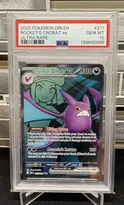 Pokemon Destined Rivals Team Rocket's Crobat ex #217 Ultra Rare PSA 10 GEM MINT - Image 1