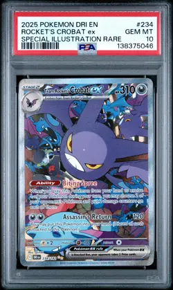 2025 POKEMON DRI SPECIAL ILLUSTRATION RARE #234 TEAM ROCKET'S CROBAT EX PSA 10 - Image 1