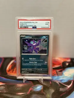 2023 POKEMON PAL EN-PALDEA EVOLVED TRIPLE WHAMMY TINS #136 SABLEYE PSA 9 - Image 1