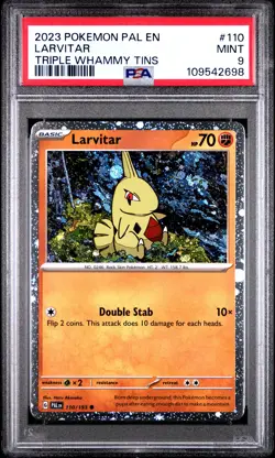2023 POKEMON PAL EN-PALDEA EVOLVED TRIPLE WHAMMY TIN #110 LARVITAR PSA 9 - Image 1