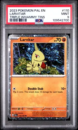 2023 POKEMON PAL EN-PALDEA EVOLVED TRIPLE WHAMMY TIN #110 LARVITAR PSA 9 - Image 1