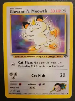 Giovanni's Meowth - 74/132 - Gym Challenge - Common Pokemon Card - Image 1