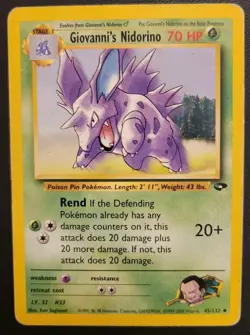 Pokemon Card Giovanni's Nidorino - 45/132 Gym Challenge Unlimited - Image 3