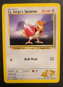 LT. SURGE’S SPEAROW 52/132 - Gym Heroes - VINTAGE WOTC Pokemon Card - - Image 2