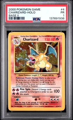 2000 POKEMON GAME BASE II #4 CHARIZARD-HOLO PSA 1 - Image 1