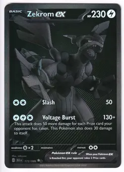 Pokemon TCG - Zekrom EX 172/086 S&V Black Bolt BW Rare Full Art NM/M - Image 2