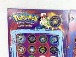Lot of 28 Hasbro 1999 Pokemon Battling Coin Game Coins w/ 2 Holders Vintage Rare - Image 2