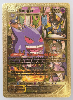 Pokemon Gengar 200hp Gold Foil Fan Art Collector Card TCG - Image 1