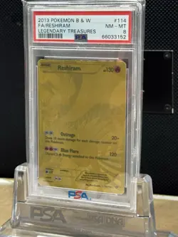 2013 Pokemon B & W LEGENDARY TREASURES Reshiram 114/113 Secret Rare PSA 8 NM-MT - Image 2