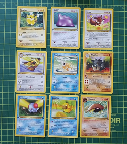 1999 WotC Pokemon Lot (9) Fossil Holo Ditto, Jungle Pidgeot/Eevee, Base Magikarp - Image 1