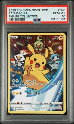 2020 POKEMON SWSH BLACK STAR PROMO FIGURE COLL #020 FULL ART/PIKACHU PSA 10 - Image 1
