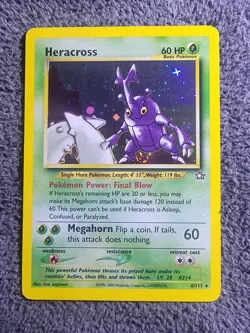 Pokemon Heracross 6/111 Neo Genesis Holo Rare Card with Swirl WOTC VINTAGE - Image 1