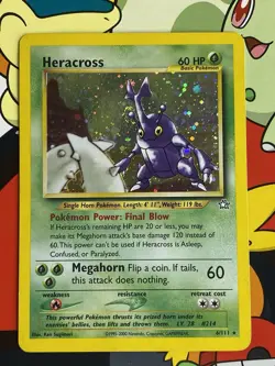 Heracross 6/111 Swirl Holo Bleed + Double Holo Neo Genesis Pokemon LP/NM - Image 1