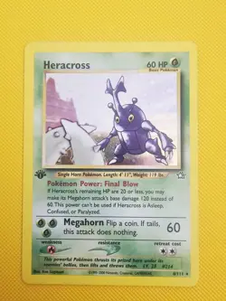 Heracross Neo Genesis 6/111 1st Edition Holo Rare Pokemon TCG LP/NM SWIRL - Image 1