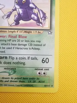 Heracross Neo Genesis 6/111 1st Edition Holo Rare Pokemon TCG LP/NM SWIRL - Image 2