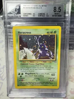 Heracross 6/111 Pokemon Neo Genesis Unlimited Holo Rare SWIRL BGS 8.5 - Image 1
