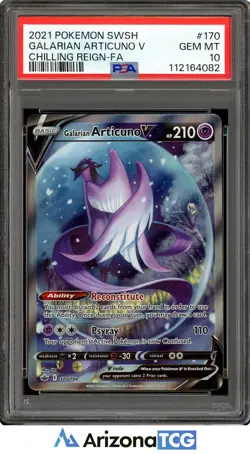 Pokemon 2021 Galarian Articuno V 170/198 Full Art Chilling Reign GEM MINT PSA 10 - Image 1