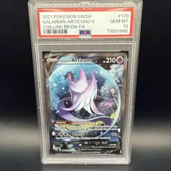 Pokemon TCG Galarian Articuno V Chilling Reign Card 170/198 PSA 10 Gem Mint - Image 1