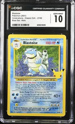 CGC 10 Blastoise Holo 2/102 Celebrations Classic Collection Pokemon 2021 - Image 1