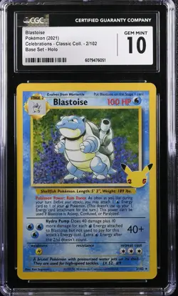 Pokemon 2021 Blastoise Celebrations - Classic Coll. 2/102 CGC 10 - Image 1