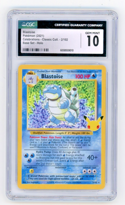2021 Pokemon Celebrations Classic Collection Blastoise 2/102 Holo CGC 10 - Image 1