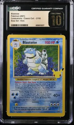 CGC 10 PRISTINE Blastoise 2021 Celebrations Classic Collection 2/102 Pokemon - Image 1