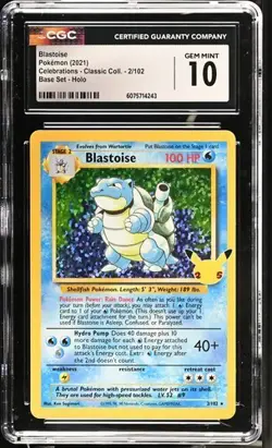 2021 Pokemon Celebrations Blastoise Classic Collection Holo #2/102 CGC 10 - Image 1