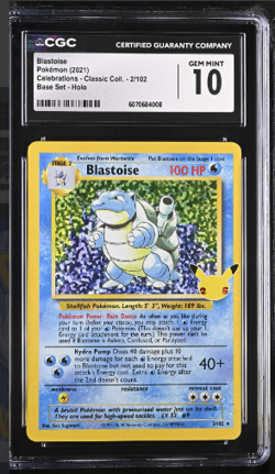CGC 10 Blastoise Holo 2/102 Celebrations Classic Collection Pokemon 2021 - Image 1