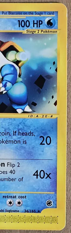 Blastoise Expedition Non-Holo Pokemon Card 2002 36/165 Rare - Image 3