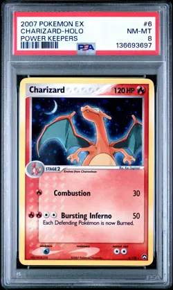 2007 POKEMON EX POWER KEEPERS #6 CHARIZARD-HOLO PSA 8 - Image 1