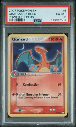 2007 Pokemon EX Power Keepers Charizard Holo Power Keepers PSA 6 #6 - Image 1