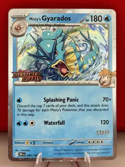 Misty's Gyarados Destined Rivals Prerelease STAFF Promo 049/182 Pokemon SWIRL NM - Image 1