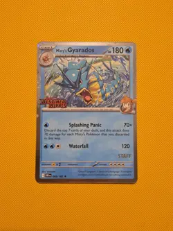 Pokemon Destined Rivals Mistys Gyarados Stamped STAFF 049/182 - Image 1