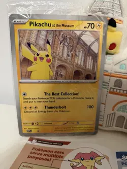 Pokemon Natural History Museum Pikachu Jumbo Card, plush And Ecology Booklet - Image 2