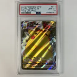 2020 POKEMON SWORD & SHIELD VIVID VOLTAGE #044 FULL ART/PIKACHU VMAX PSA 10 - Image 1