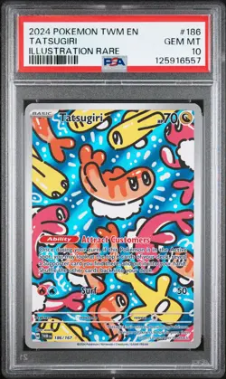 2024 POKEMON TWM EN-TWILIGHT MASQUERADE ILLUSTRATION RARE #186 TATSUGIRI PSA 10 - Image 1