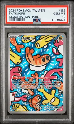 2024 POKEMON TWM EN-TWILIGHT MASQUERADE ILLUSTRATION RARE #186 TATSUGIRI PSA 10 - Image 1