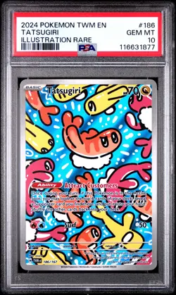 2024 POKEMON TWM EN-TWILIGHT MASQUERADE ILLUSTRATION RARE #186 TATSUGIRI PSA 10 - Image 1