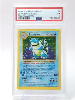 BLASTOISE 1999 POKEMON BASE SET SHADOWLESS RARE HOLO 2/102 PSA 5 Q2628 - Image 1