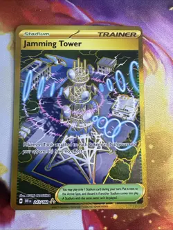 Pokemon Jamming Tower 243/182 Hyper Rare Gold S&V10 DRI TCG Card !! Free S&H !! - Image 1