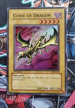 Yugioh Curse Of Dragon LOB-A066 1st Edition Super Rare Card LP - Image 1