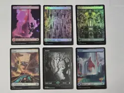 6 (FOIL) Full Art Basic Lands MTG Assorted Card Lot LP - Image 1