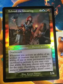 C5782 MAGIC MTG COMMANDER BROTHERS WAR ASHNOD THE UNCARING #4 NM MYTHIC FOIL RET - Image 1