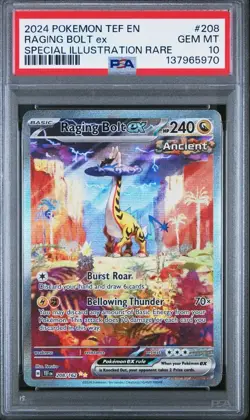 Pokemon Raging Bolt ex Temporal Forces Special Illustration Rare #208 PSA 10 - Image 1