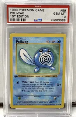 1999 Pokemon Base Set Shadowless 1st Edition Poliwag #59 PSA 10 English Gem Mint - Image 1