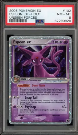 Pokemon Espeon ex EX Unseen Forces Holo Ultra Rare #102 PSA 8 - Image 1