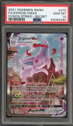 Pokemon Espeon VMAX Fusion Strike Secret Rare Full Alt Art #270 PSA 10 Gem Mint - Image 1