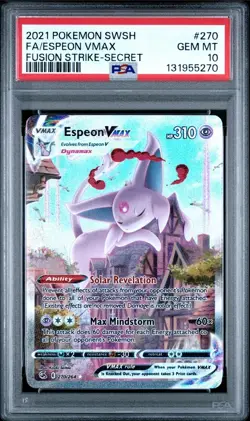Pokemon Espeon VMAX Fusion Strike Secret Rare Full Alt Art #270 PSA 10 Gem Mint - Image 1