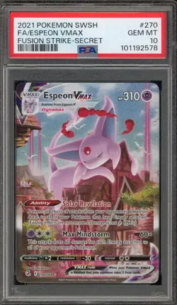 Pokemon Espeon VMAX Fusion Strike Secret Rare Full Alt Art #270 PSA 10 Gem Mint - Image 1